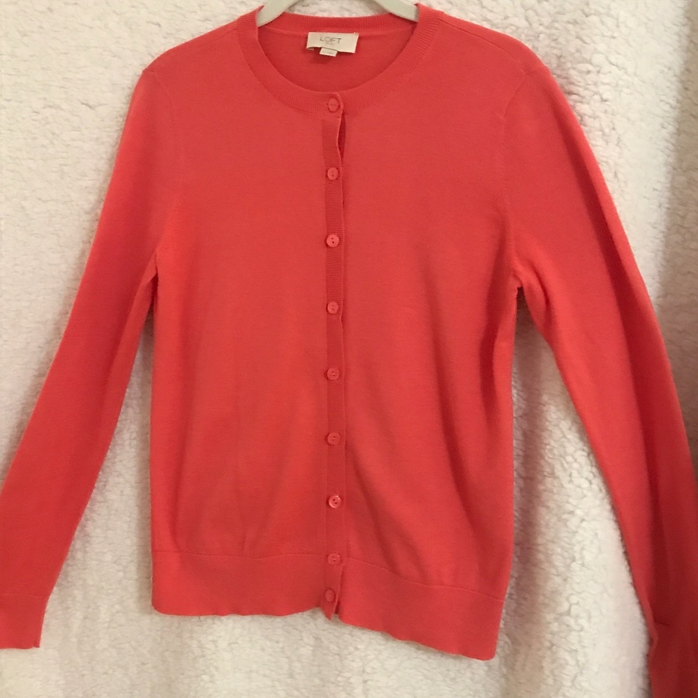 Loft cardigan long sleeve sweater peach sweater.